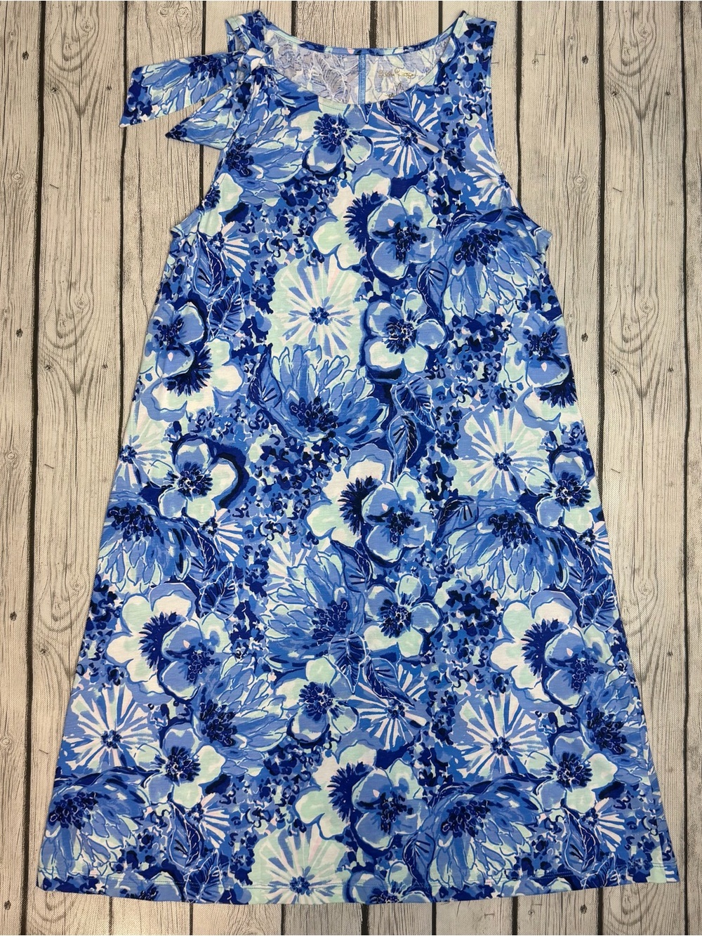 Lilly Pulitzer Women's M Luella Swing Dress Blue Catch N Keep Pima Cotton
